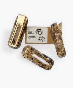 Alternative view of Pince à cheveux or et agastache